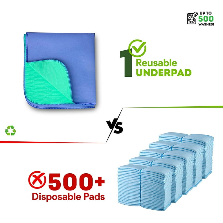 2PCS Reusable Underpads Large 34 x 36, Upgrade Cooling Waterproof Bed  Pads with Heavy Absorbent, Washable for Incontinent, Potty Training, for