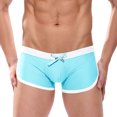 thumbnail image 2 of Wyobmus Men Swimwear Boxer Beach Shorts Quick Dry Square Leg Swim Briefs Breathable Swimsuit Stretch Swimming Trunks D-Sky Blue, 2 of 4