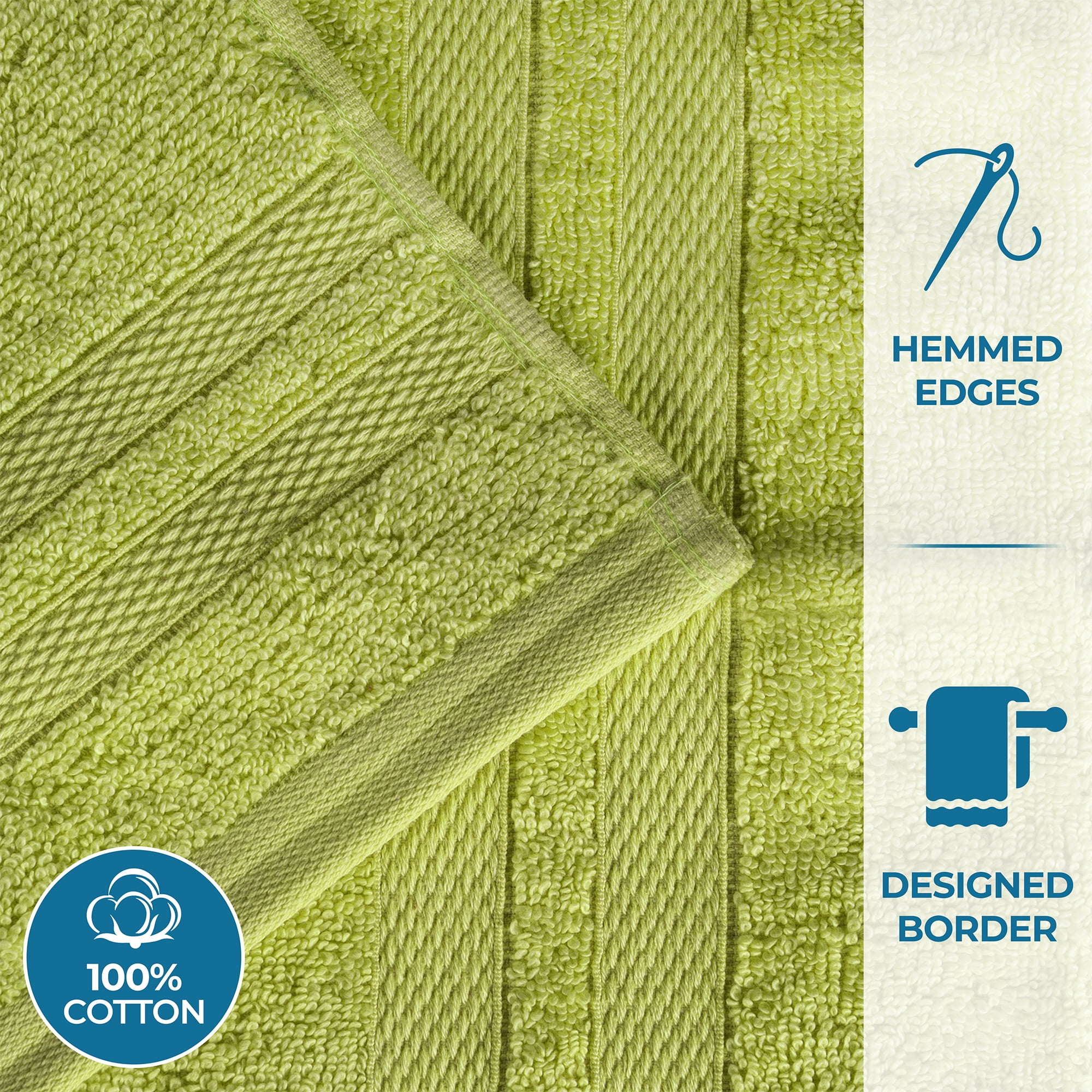 Superior Ultra Soft Cotton Solid 6-Piece Towel Sets, Celery