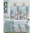 thumbnail image 2 of Ocean Coral Short Blackout Curtains 45 Inch Long Shell Starfish Plant Leaf Coastal Rustic Rod Pocket Kitchen Curtains, 2 Panels Thermal Insulated Room Darkening Drapes for Bedroom, 30"W x 45"L, 2 of 5