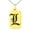 Gold, variant on Stainless Steel Letter L Initial Old English Monogram Engraved Small Rectangle Dog Tag Charm Pendant Necklace