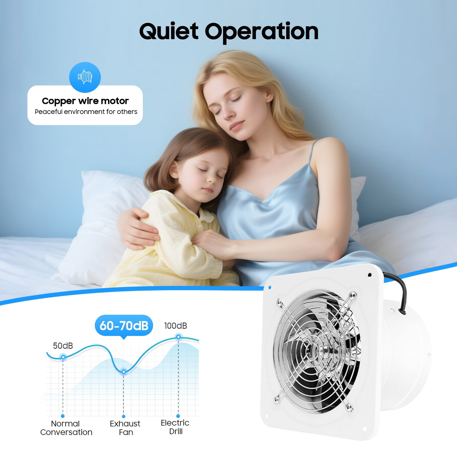 DUYIWAA 6 Inch Exhaust Fan Wall Mounted Vent Fan Extractor Fan For Attic Garage Kitchen Ventilation 2600RPM