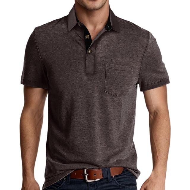 Camisa informal para hombre con bolsillo, poliéster, primavera, versátil, combina con vaqueros, elegante, color liso, tallas S-XXXL