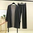thumbnail image 2 of XuJwPNcy Women's 2 Piece Pajama Outfits Long Sleeve Open Front Cardigan Pajamas Set Wide Leg Pants Loungewear, 2 of 3