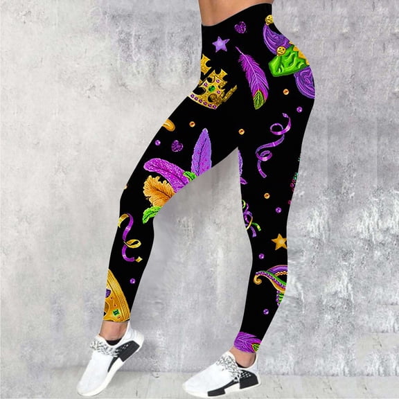 Womens Yoga Leggings Carnival Colorful Feather Print Casual Sports Fashion Soft Stretchy Pants