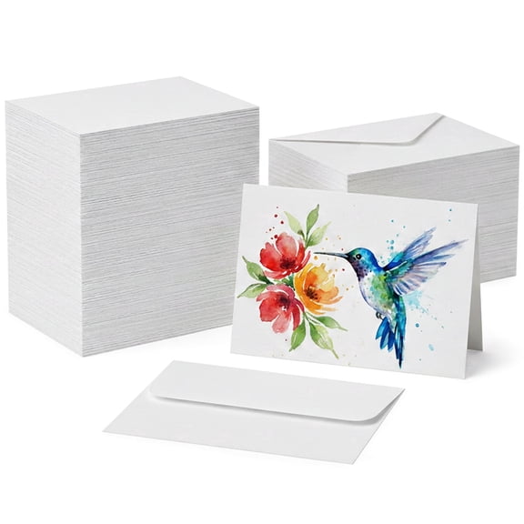 100 Pcs Blank Watercolor Cards and Envelopes Set | 4 x 6 Inch 250 Gsm Cotton Watercolor Paper Cards White Greeting Card Postcard for Painting
