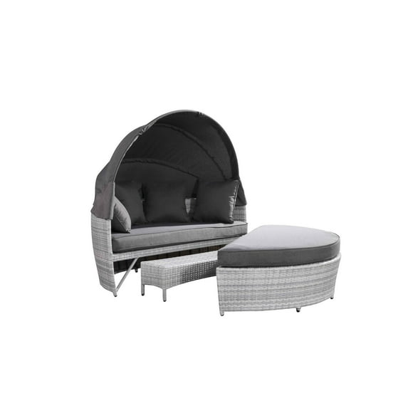 SOGNO Deluxe Ensemble de lit de patio en osier toutes saisons 62"W