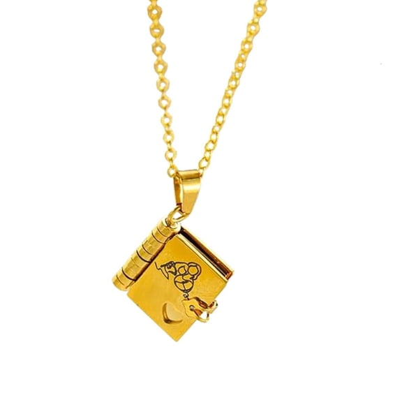 Creative Grandma To Granddaughter Keepsake Necklace Unique Book Pendant Titanium Steel Collarbone Chain