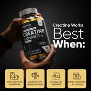 WeightWorld Sugar Free Creatine Gummies 5g (5000mg) | Pre & Post Workout Gummy | 90 Vegan Creatine Monohydrate Gummies for Men & Women (1 Month Supply) - 3 per Day | Non-GMO, Natural Lemon Flavor