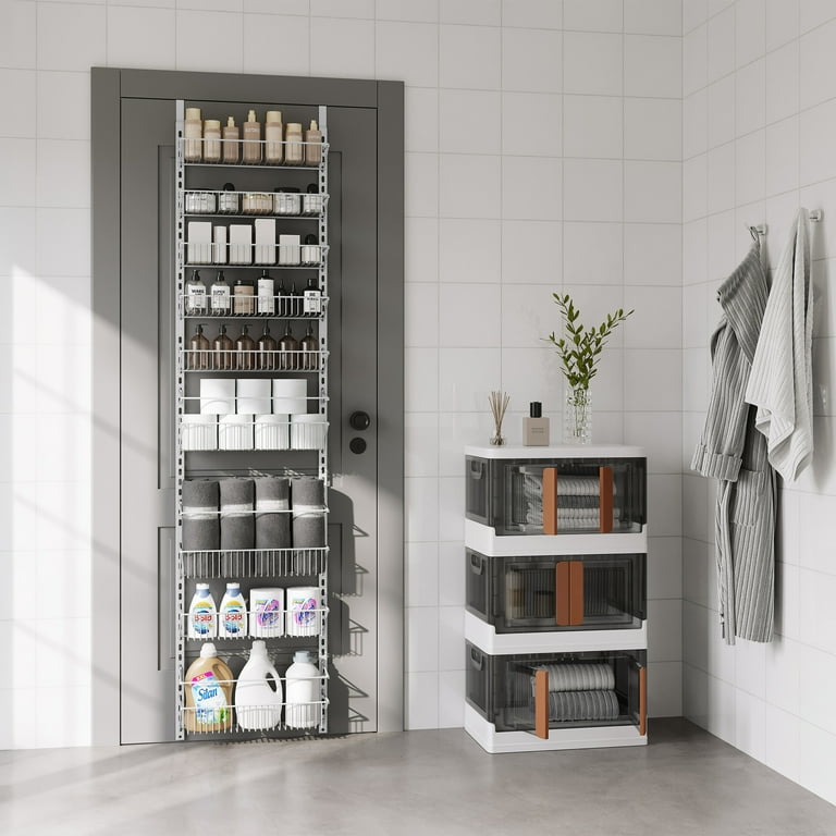 Home Complete 9 Tier hanging Wall Rack Over the Door Organizer with Adjustable Shelves White Walmart