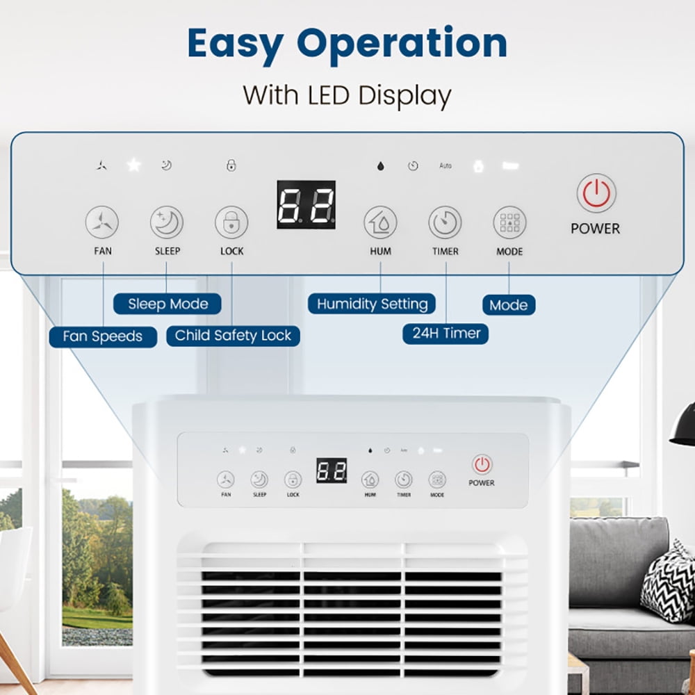 Spaco 32 Pints/Day Portable Quiet Dehumidifier for Rooms up to 2500 Sq. Ft-Yellow, Dehumidifier for Basement and Bedroom