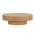 thumbnail image 4 of GZXS 43.7" Modern Oval Coffee Table with Pedestal Base, Handcrafted Wood Center Table for Living Room, Natural Ash Finish, 4 of 8