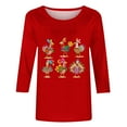 thumbnail image 4 of asdoklhq Thanksgiving Shirt Women's Thanksgiving Printed Round Neck 3/4 Sleeve T-shirt Loose Top Long Sleeve Round Neck Top/Shirt Red 2X, 4 of 4