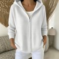 thumbnail image 2 of NSLGXD Hooded Zip up Knit Cardigan for Women Oversized Long Sleeve Solid Lightweight Sweater Jacket Casual Loose Fit Fall Winter Outerwear Tops S-3XL, 2 of 5