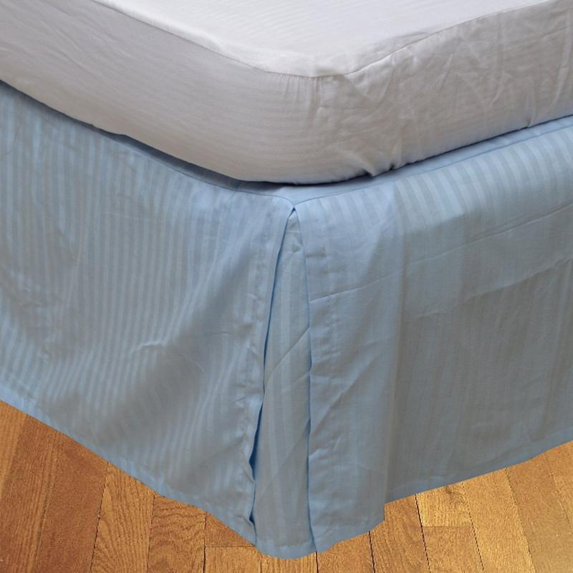 The Great American Store Multiple Sizes & Colors Pleated Bed Skirt with 15” Tailored Drop, Stripe (Twin XXL, Stripe Light Blue) 600 Thread Count 100% Cotton - Covers Bed Legs and Frame