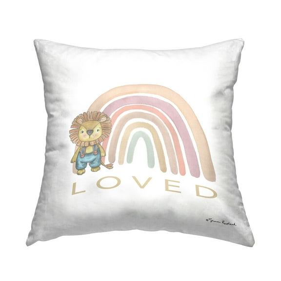 Stupell Industries Loved Lion & Rainbow Decorative Printed Throw Pillow Design by Sharon Kuplack