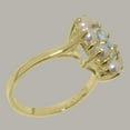 thumbnail image 3 of LBG British Made 18k Yellow Gold Natural Aquamarine & Cultured Pearl Womens Statement Ring - 33 size options - Size 7, 3 of 6