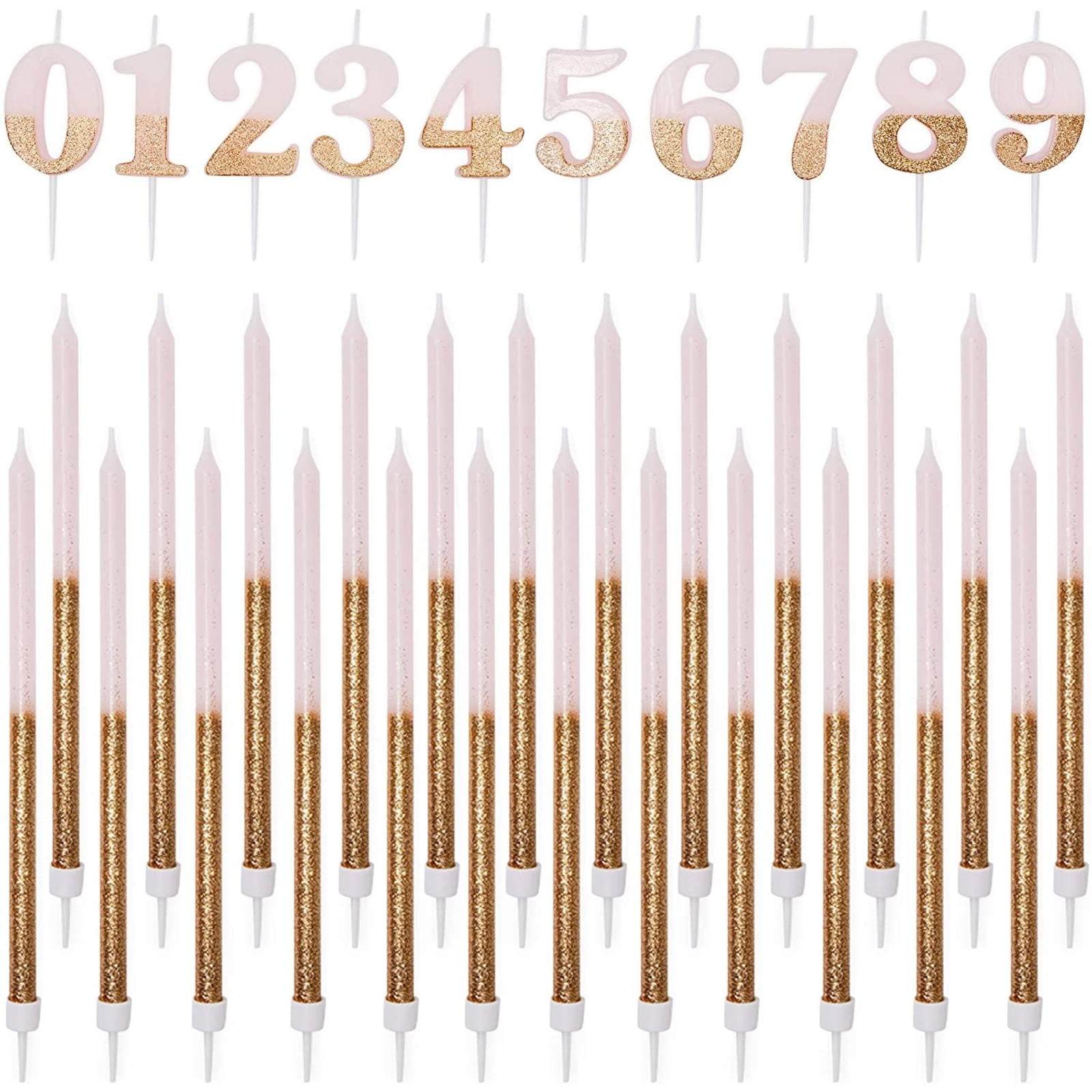 Gold 0-9 Numbers Candles Birthday Anniversary Party Cake Decorations Topper 