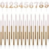 Numbers 0-9 Cake Toppers and Thin Candles in Holders (Pink with Gold Glitter, 34 Pieces)