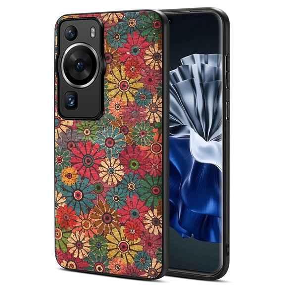 For Huawei P60 / P60 Pro Flower Case PU Leather Protective Back Cover - Spring / Green