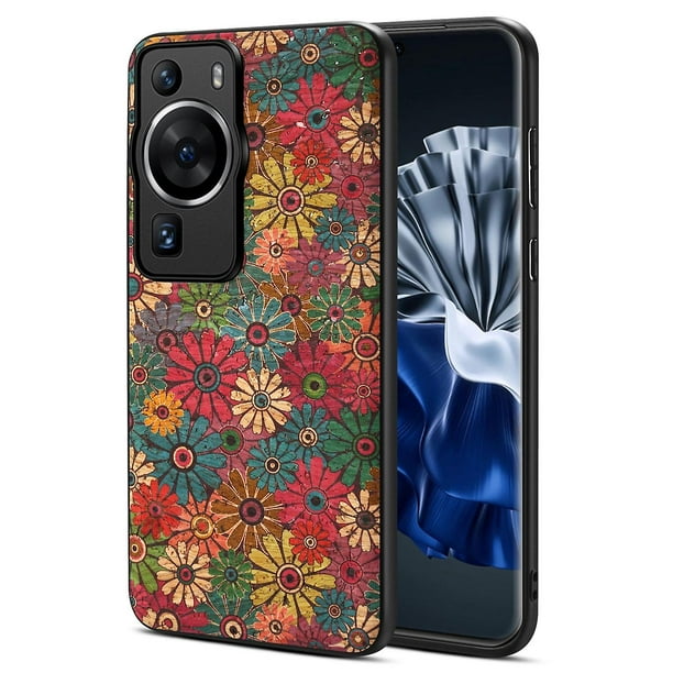 For Huawei P60 / P60 Pro Flower Case PU Leather Protective Back Cover - Spring / Green