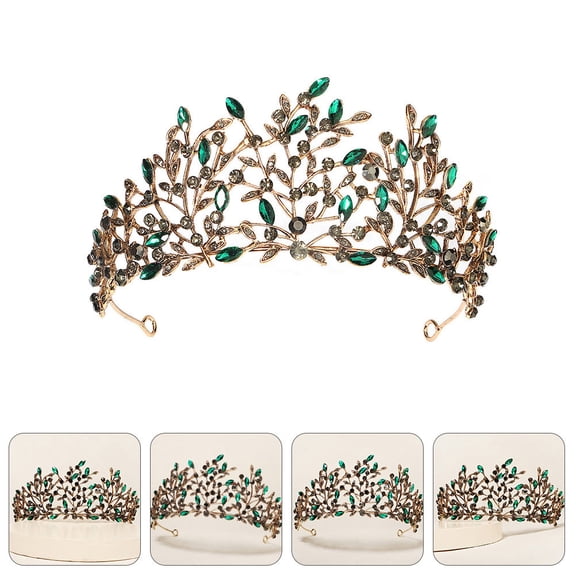 LEORX Green Alloy Party Crown for Decoration Bridal Headdress Wedding Hair Decor Elegant Accessories 1PC