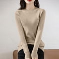 thumbnail image 4 of Womens Knitted Basic Tops, Long Sleeve Shirts for Women Fall Winter Casual Solid Color Slimming Fit Crewneck Sweaters, 4 of 4