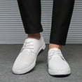 thumbnail image 4 of Santimon Breathable Leather Shoes Men Casual Shoes Non-Slip Sneakers White 10.5 US, 4 of 7