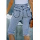thumbnail image 1 of ABPHQTO Pantalones cortos de mezclilla de cintura alta deshilachados con parches de plantas tropicales azul cielo para mujer, 1 of 5