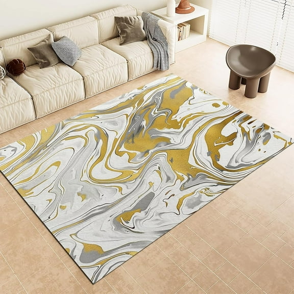 Area Rug Doormat For Indoor Entryway, Machine Washable Rug Gold Silver Rugs Marble Vortex Fluid Luxury Printed Rug, Non-Slip Carpet For Kitchen, Living Room, Bedroom, Office 1x2ft