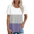 thumbnail image 1 of Plebaso Hauts pour Femmes Chemises à Œillets Manches Courtes T-Shirts Amples Col Rond Décontracté Blouses Tendance, 1 of 6