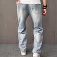 thumbnail image 6 of Baggy Jeans Men Straight Stylish Comfortable Denim Pants Menswear Underwear Plain Casual Beige 113 Baggy Pants Jean, 6 of 6