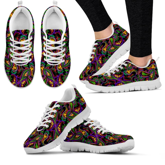 Bonitas zapatillas de deporte de malla con estampado bohemio para mujer, zapatos deportivos con cordones, zapatos planos transpirables para mujer, calzado suave