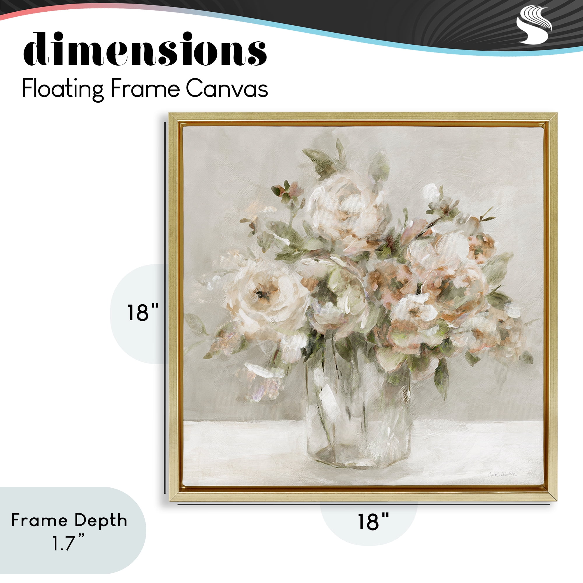 Stupell Industries Soft Neutral Floral Still Life Gold Framed Floater Canvas Wall Art, design by Carol Robinson
