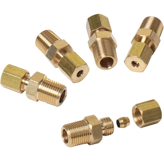 LTWFITTING Brass 1/8" OD x 1/8" Male NPT Compression Connector Fitting(Pack of 5)