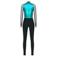 thumbnail image 4 of Jizyo Women's Long Sleeve Dance Unitard Shiny Rhinestone Full Body Suits One Piece Jumpsuits Light Blue M, 4 of 5