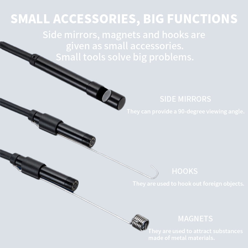 Quanmin Endoscope Camera with Light, 1080P HD Borescope Tools with 9.84ft Semi-Rigid Snake Camera, 8.0mm IP67 Waterproof Inspection Camera for iOS and Android