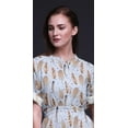 thumbnail image 2 of Bimba Robe Kimono Imprimée Plumes d'Aigle en Rayonne Manches Longues Maxi Fendue d'Été-TTTG, 2 of 6