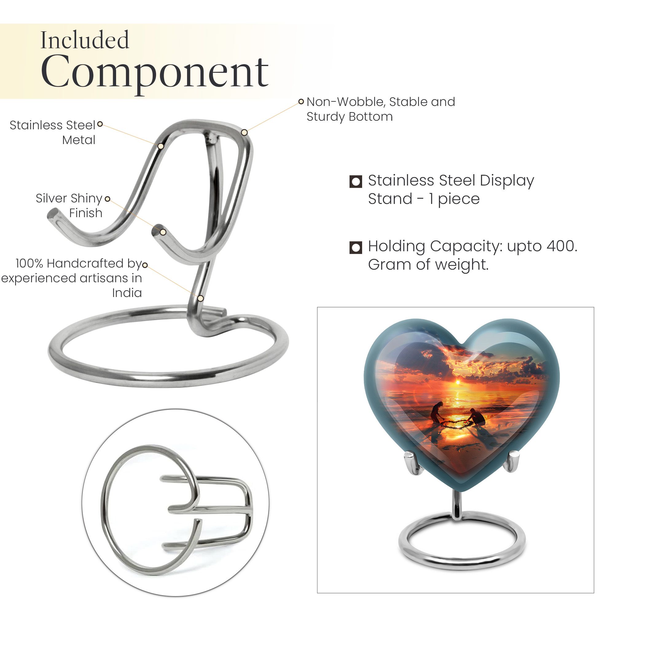 Sunset Heart Mini Urns For Ashes - Companion Urns For Burial - Heart Shaped Urns For Burial - Heart Shaped Decorative Urns For Human Ashes - Ashes Holder (Size-3inch,1pcs)