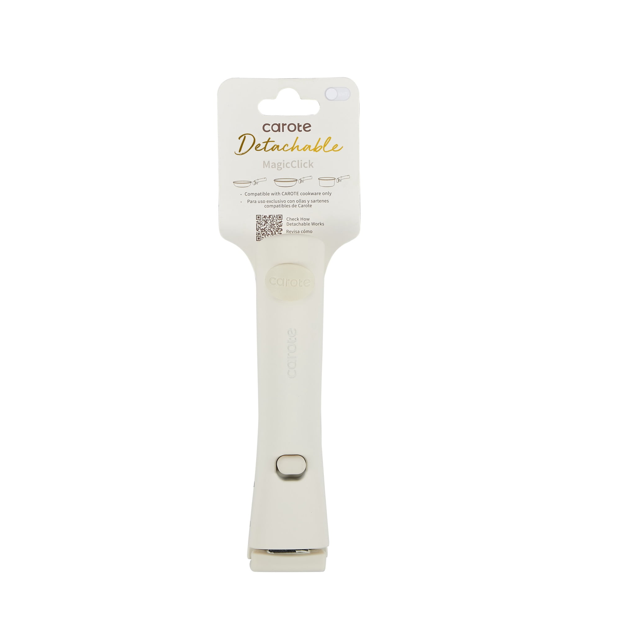 Carote Detachable Handle - Universal Removable Handle for Pots and Pans, White