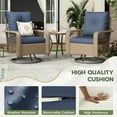 thumbnail image 4 of POTEBAN 3 Pieces Patio Furniture Set, Outdoor Swivel Gliders Rocker, Glass Top Side Table (Navy Blue), 4 of 10