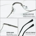 thumbnail image 4 of MAGIMODAC Metal Reading Glasses Half Moon Halframe Eyeglasses Eyewear Readers with Spring Hinges (Gray, +3.5), 4 of 5