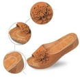 thumbnail image 5 of Slippers for Women,Stylish Opentoe Wedges With Leather Top And Flower Slippers Are Comfortable Shoes With Temperament,Womens Slippers,Brown,7.5, 5 of 9