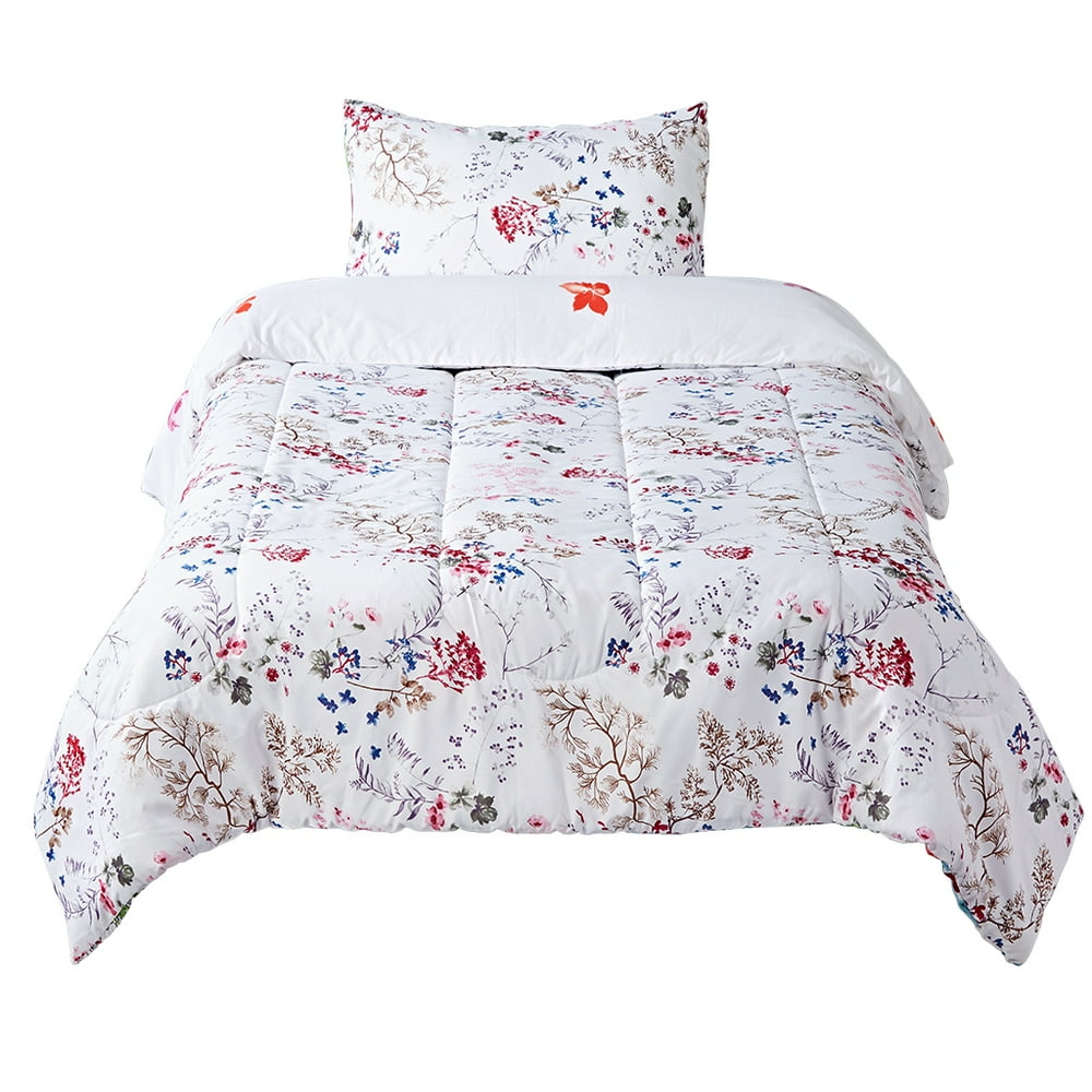 Comforter Set - Comforter Set with Floral Print Reversible ...