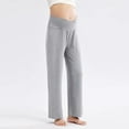 thumbnail image 5 of Hinvhai Women's Cotton Maternity Pants, High Waisted Lounge Pregnancy Pants Over the Belly Trousers Gray XXL(XXL), 5 of 7
