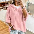 thumbnail image 5 of Caywon Women's Sweater, Hooded 3/4 Sleeve Button Front with Drawstring and Ribbed Trim, Loose Knit Casual Fall Winter Daily Wear for Women, 5 of 8