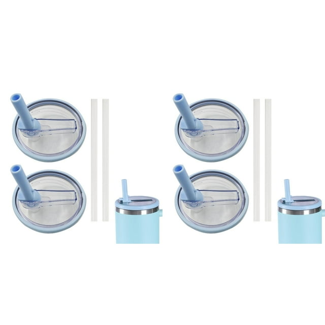 (2-Pack) Rinsvye 2 Pack 40 Oz Stray Light Stick Tumbler Flip Straw Lid Get it Right Silicone Lids 10 Piece Replacement Fit for Spill Proof Splash Tumbler Lids Short Reusable Tumbler Cover for Qws100