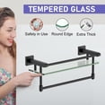thumbnail image 3 of Estante de cristal para baño SFGSOWOR de 40 cm con toallero negro mate, 3 of 8