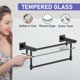thumbnail image 3 of Estante de cristal para baño SFGSOWOR de 40 cm con toallero negro mate, 3 of 8