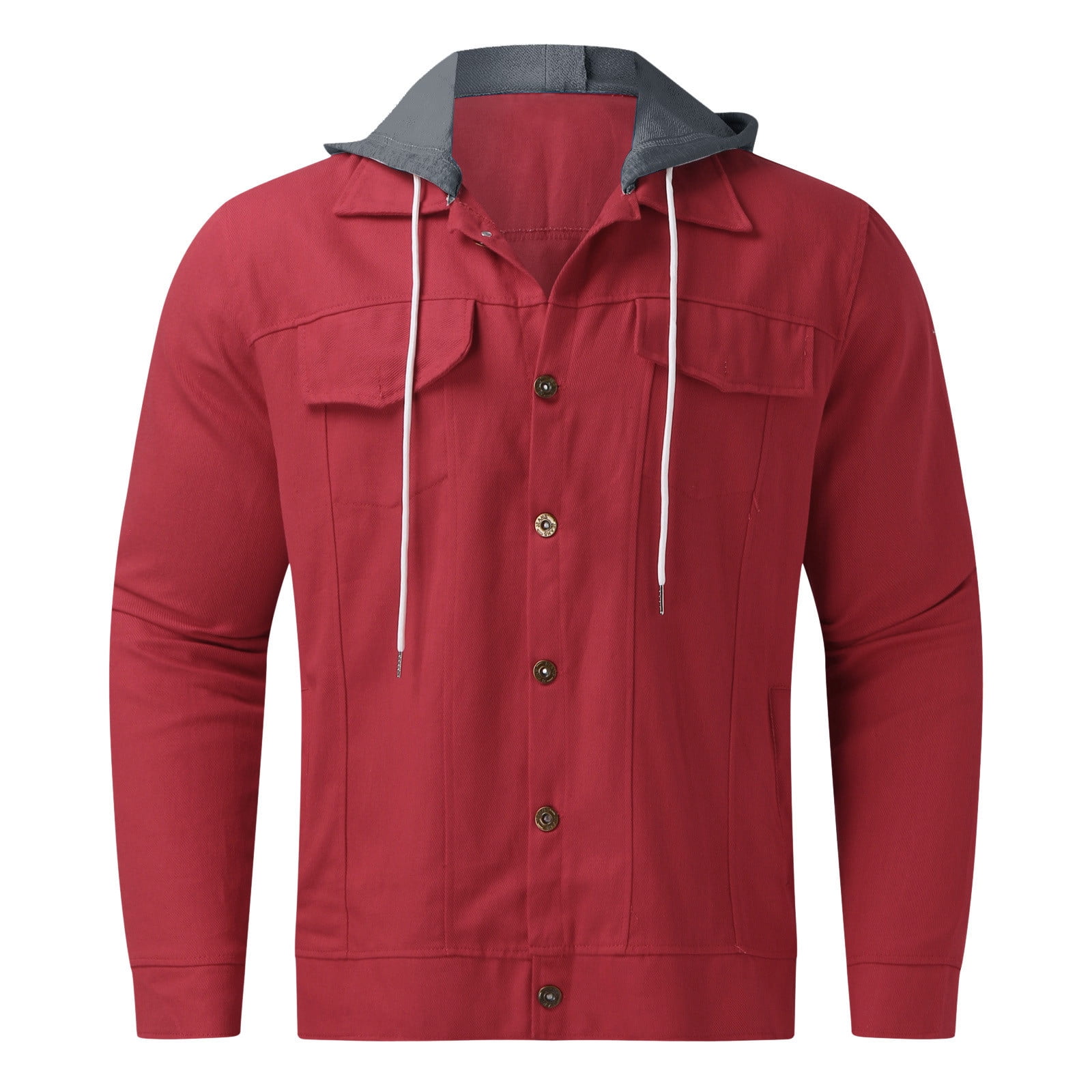 This red cotton, unlined coat by LAL is a great topper for jeans